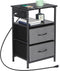 NANANARDOSO Nightstand with Charging Station, Small Bedside Table with 2 Fabric Drawers