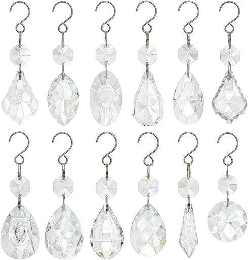 Decor(Clear,12pcs) kanpura Crystal Chandelier Prisms,Crystal Sun Catcher Kit,Rainbow Hanging Crystals Suncatcher