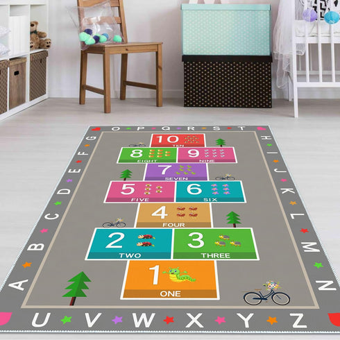 YLZLDKH Hopscotch Play Rug Carpet for Kids, ABC Alphabet Number Educational Rug, Children's