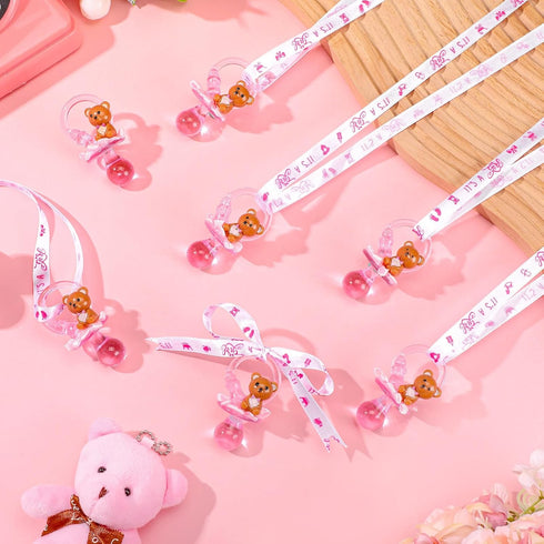 36 Coume Pcs Shower Party Pacifiers Necklace Bear Bottle Acrylic Pacifiers Charm Pacifier Chain for Guests Gender