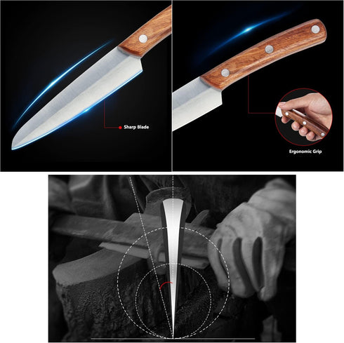Leize 4.6-Inch Pro Paring Knife, High Carbon Stainless Steel Fruit/Vegetable Carving Knife with Wooden Handle