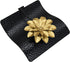 OwlGift Black Flat Napkin Holder w/Golden Flower Weighted Arm, Metal Cocktail Napkin