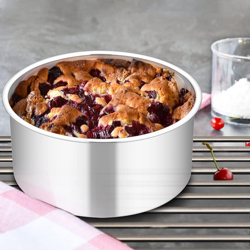 TeamFar 6 Inch Cake Pan - 6” x 3” Deep Round Baking Pans Set, Stainless Steel, Oven & Dishwasher Safe, Set of 4