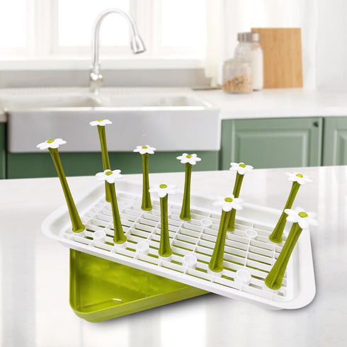 Removable Large Water Bottle Drying Rack - Vertical Kitchen Counter Rack for Bottles, Glasses, Tumblers