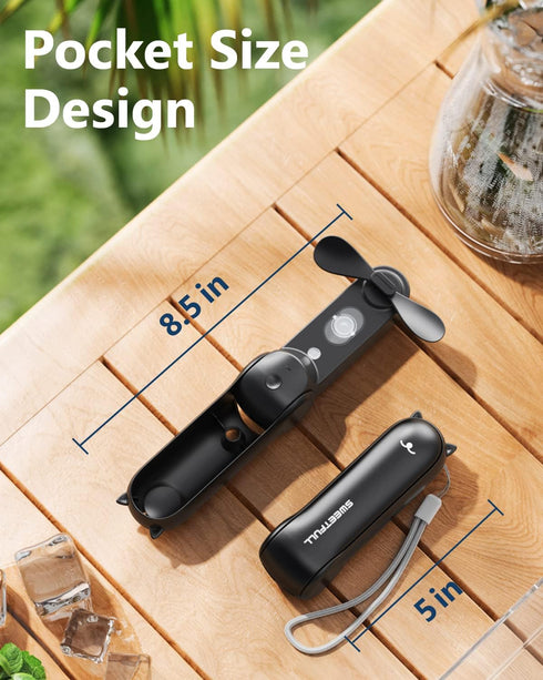 SWEETFULL Misting Fan, Handheld Personal Mister Fan, Small Rechargeable Mini Spray Water Mist Fan for Travel, Outdoors