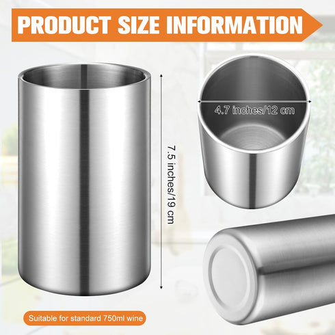 Wine Chiller Bucket Stainless Steel Wine Chiller Bottles for 750 ml Insulated Double Layer Bucket Wine Cooler Bucket to Keep Wine Cold for Wine Lovers Parties Bar (1 Pcs) by Eccliy