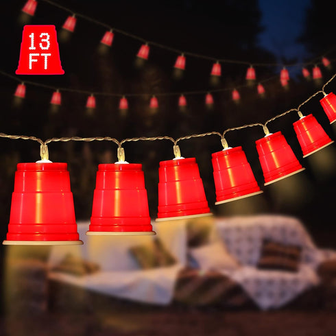 2 Pack 13 20 Hiboom FT LED Cups String Lights, Mini Shot Cups Fairy Light Decoration, Battery Operated Party LED