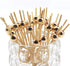 Minisland Gold Pearl Cocktail Picks, 4.7 Inch Bamboo Toothpicks for Appetizers, 100 Counts Decorative Skewer Sticks