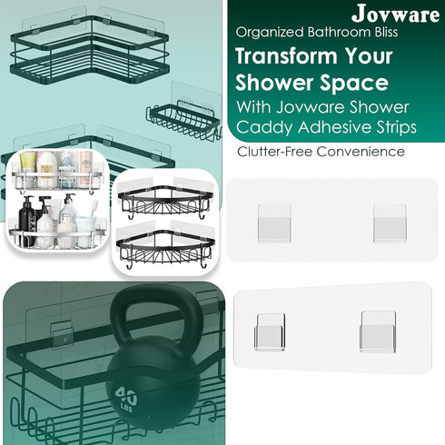 2 6 1/2" Shower Caddy Adhesive Replacement Sticker, Shower Adhesive Strip Adhesive Hook Bathroom Storage Shelf