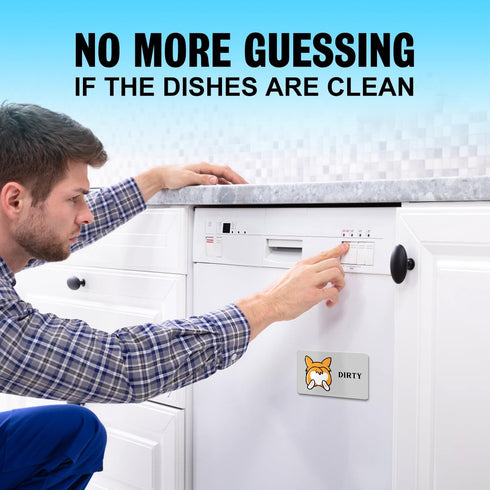 Cute Cartoon Animal Clean Dirty Dishwasher Magnet, Double Sided Kitchen Reversible Sign, Apartment Accessories Magnet