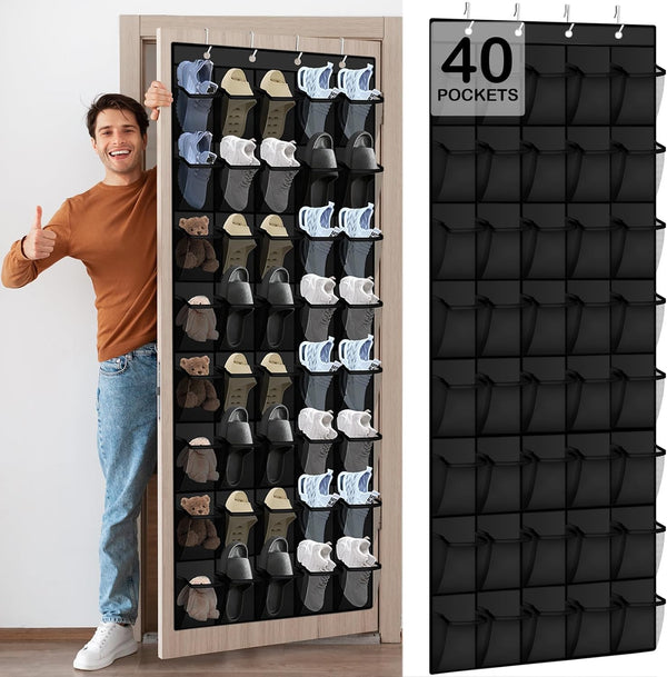 Siolviento Over the Door Shoe Organizer - 40 Large Breathable Mesh Pockets, Space