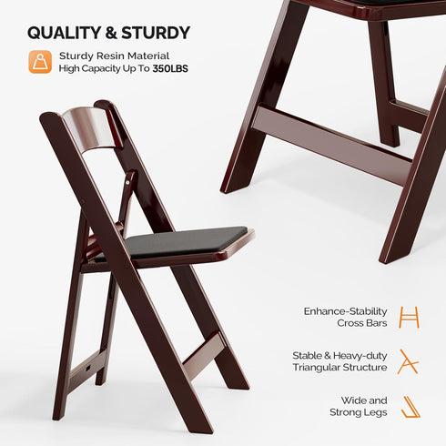 1 VINGLI Resin Folding Chairs with Cushion, Foldable Plastic Chair with Comfortable Padded Seats, Perfect for Event