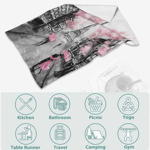 Set 2,Pink 28 14 Inch Eiffel Tower Hand Towel of Paris Decorative Bathroom Towels Face Washcloths Fingertip Towels x