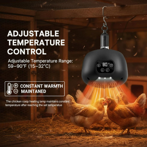 5 Reptiles(2 Pack) Enhon Chicken Coop Heater with LED Lighting, Adjustable Temperature, Timer & Safety Features Ft Long