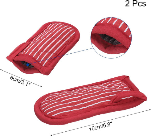 uxcell 2Pcs Pan Handle Sleeve, Pot Handle Covers Heat Resistant Iron Skillet Handle Covers for Kitchen Baking Cooking Supplies, Red and White Stripe 3.1 in x 5.9 in