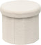 PINPLUS Round Storage Ottoman Cube Footrest - Versatile Boucle & Faux Teddy