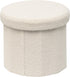 PINPLUS Round Storage Ottoman Cube Footrest - Versatile Boucle & Faux Teddy