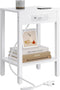 MMEOLUOOK End Table with Charging Station, 2-Tier Nightstand with Storage Shelf,Modern Side Table,Bedside