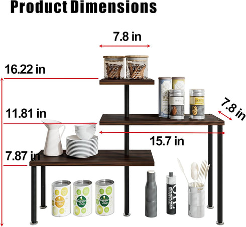 Countertop 3 Organizer Organization Tier Kitchen Corner Shelves Adjustable Spice Storage Rack for Bathroom Coffee Area