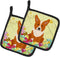 Caroline's Treasures BB6100PTHD Corgi Easter Eggs Pair of Pot Holders, Heat Resistant Kitchen Hot Pads, 7.5 x 7.5