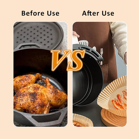 Disposable Air Fryer Paper Liners, 100 Pcs Round Non-Stick Parchment Paper for Cooking Baking Roasting