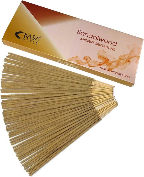 Ancient Sensations Premium Incense Sticks - 100gr Sandalwood, 1% Natural No Chemicals, 1 Hour Burning