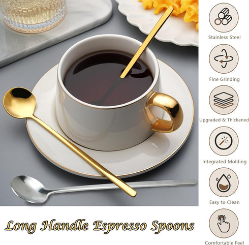 20 Pcs 6.8 Inches Coffee Spoons, Espresso Spoons, Stainless Steel Stirring Spoons with Long Handle, Cute Mini Gold