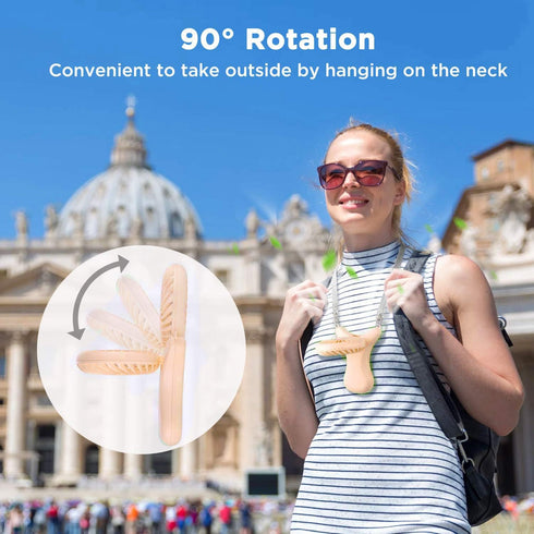 OUTXE Necklace Fan, 3000mAh Wearable Mini Handheld Fan with 90° Rotation