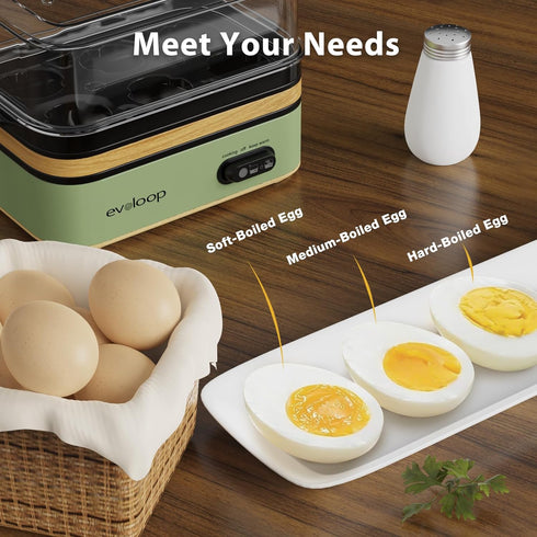Electric Rapid Egg Cooker for 6 Eggs, Soft, Medium, Hard Boiled, Poacher, Omelet Maker with Auto Shut-Off (Green)
