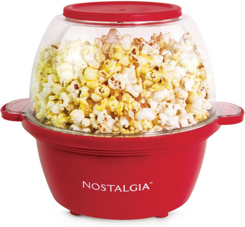 Nostalgia Classic Electric Stirring Popcorn Maker, Makes 8 Cups, Quick Heat Technology for Kettle Corn (Red)