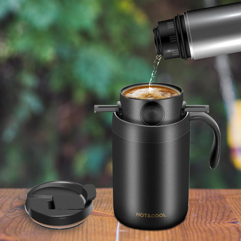 16oz Camping Coffee Maker Pour Over Set, Portable Coffee Kit for Travel, Camping, Offices, Backpacking