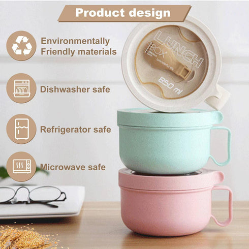 28.7oz Rarapop Microwave Soup Bowl Containers with Lids, Wheat Straw Ramen Noodles Cup Mug for Instant Noodles,Oatmeal