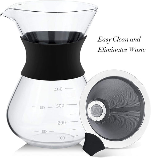 5 Cup Coffee Maker, Chemex Glass Pots, Kaffee Gator, Manual Hand Drip Coffee Maker with Stainless Steel Filter