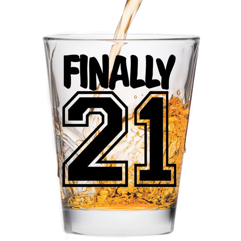 Make Em Laugh Finally 21 Birthday Shot Glass, Celebrate Turning Twenty-One, 21st Birthday Gifts for Him or Her