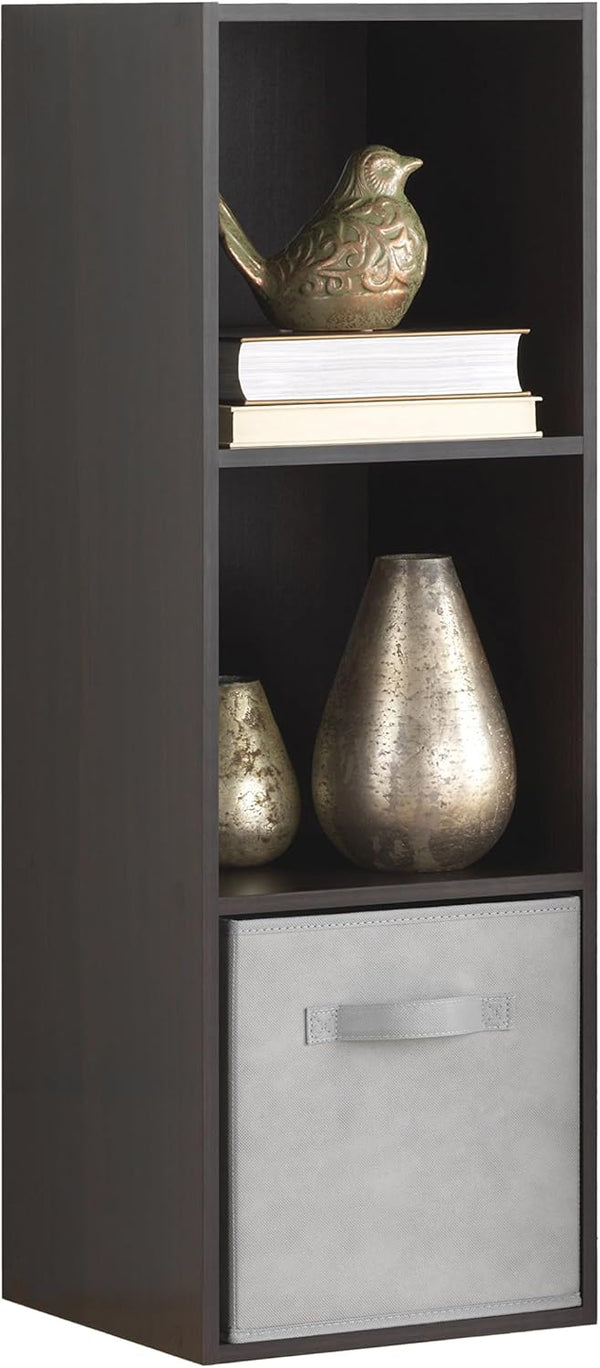 Whitmor 3 Cube Storage Organizer, 3 Tier Stackable MDF Wood Bookcase, Open