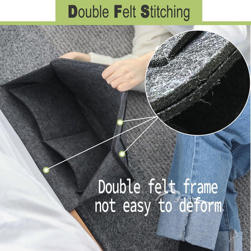 DOURR Felt Bedside Caddy Organizer Storage Pocket for Tablet Magazine Phone Small Things Holder (Gray)
