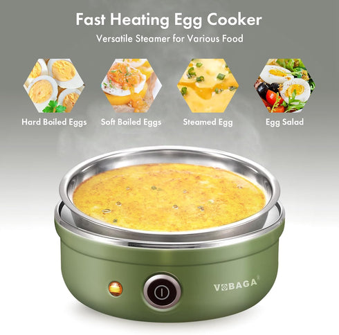 7-Egg VOBAGA Electric Egg Cooker, Rapid Egg Boiler with Auto Shut Off for Soft, Medium, Hard Boiled, Poached, Steamed