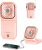 FADACHY Portable Handheld Fan with Power Bank, Mini Fan 3000mAh USB Phone Holder, Rechargeable Pink Lovely Design