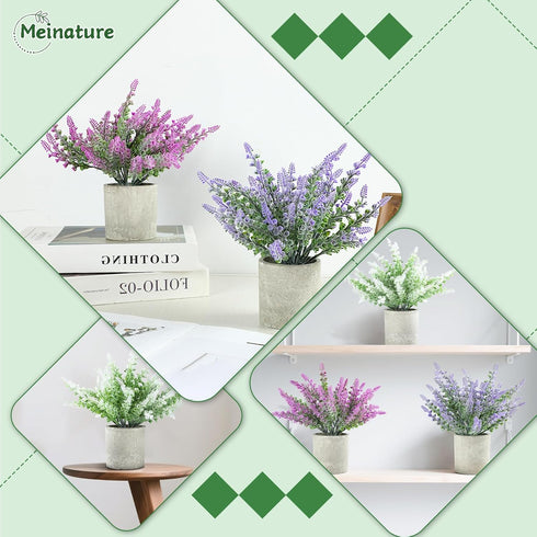 Indoor3-Pack Plant Stand Lifelike Artificial Lavender Artificial Plants Indoor, Nordic Lavender Table