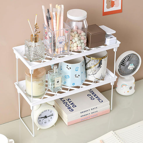 YIKANGHENG Kitchen and Bedroom Storage Rack, 2 Pack 13.8 Inch x 5.5 Inch White Glass Shelf for Cups and More