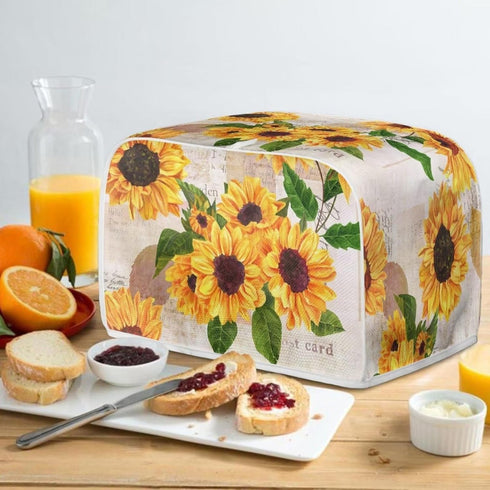 Sunflowers Print Kitchen Appliance Cover, 3 Slice Toaster Flower Small Appliance Parts, Stain Resistant Coffee Maker