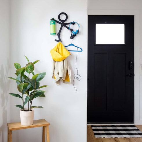 Three by Three Seattle FIT•Check! Child Wall Rack, Black Metal Customizable Hanging Hook Solution for Coats, Hats,