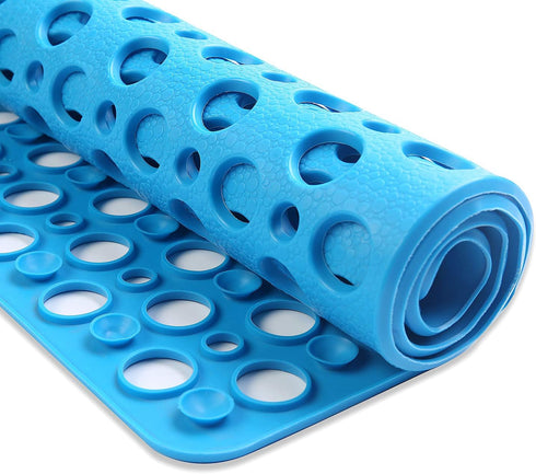Nonslip Bathtub Mat - Extra Soft TPE Bath Mat for Kids, 30L x 17W Inch (Lake Blue)