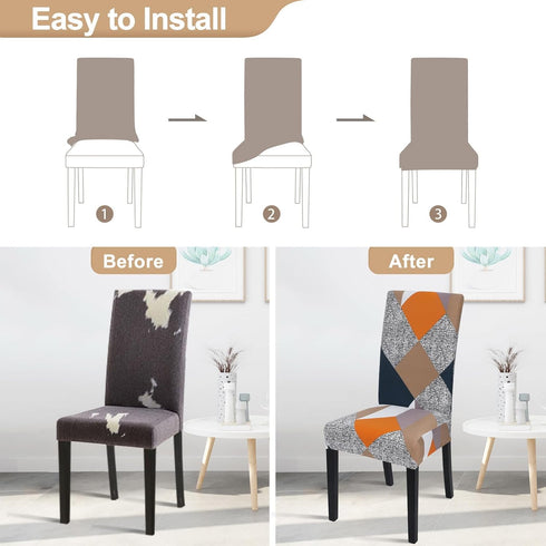SearchI 4 Pack Super Fit Stretch Removable Washable Dining Chair Covers, Spandex Fabric Slipcovers for Dining Room