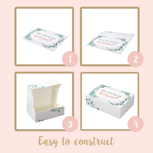 Pop Fizz Designs Bridesmaid Proposal Box Set, 6 Pack with 1 Maid of Honor and 5 Bridesmaid Boxes, Greenery