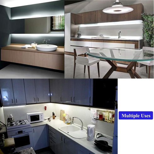 20FT White LED Strip Lights - Dimmable 6000K 360LEDs, Under Cabinet Tape with UL Power Supply