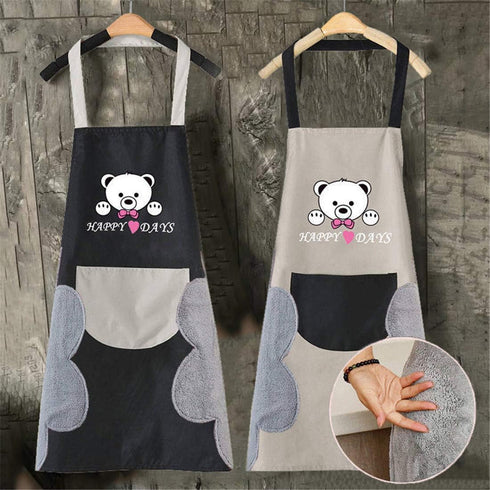 V-shine Women Kitchen Apron with Adjustable Neck and Hand Wipe Pockets for Cooking Baking