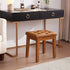 Upholstered Ottoman Stool with Padded Seat, Tufted Vanity Stool with Solid Wood Legs, Accent Stools, Faux Leather