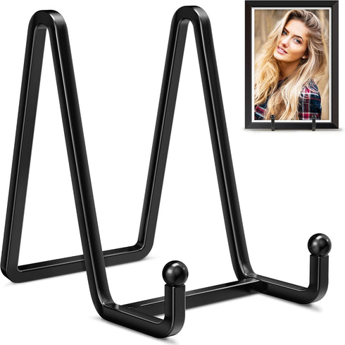 Plate Stands for Display, 2 Pack 4.5 Inch Black Metal Square Wire Holder for Books, Decorative Plates, and Photos