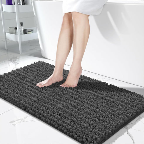 Yimobra Bathroom Runner Rug 55x24 Inch, Extra Long Non Slip Chenille Bath Mat, Soft & Absorbent, Machine Washable for